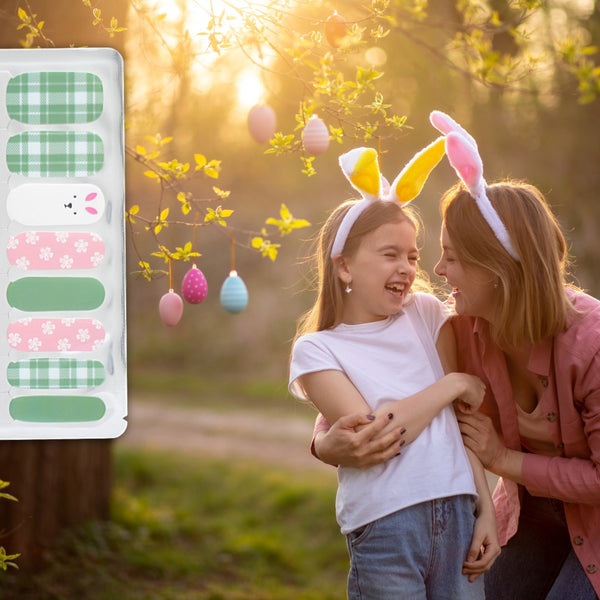 Pastel Bunny Plaid Easter Nail Polish Nail Wraps