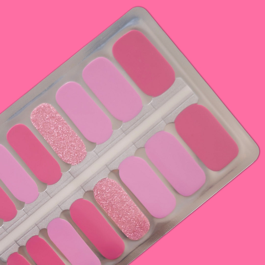 Pink Ombre Glitter Nail Polish Wraps – Glossy Party Nails