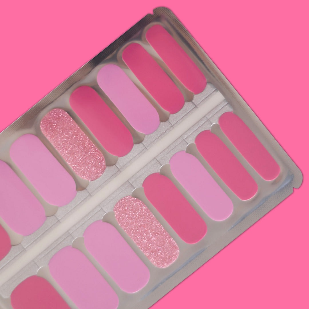 Pink Ombre Glitter Nail Polish Wraps – Glossy Party Nails