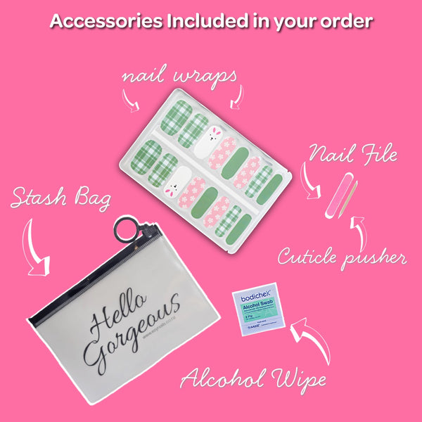 Pastel Bunny Plaid Easter Nail Polish Nail Wraps