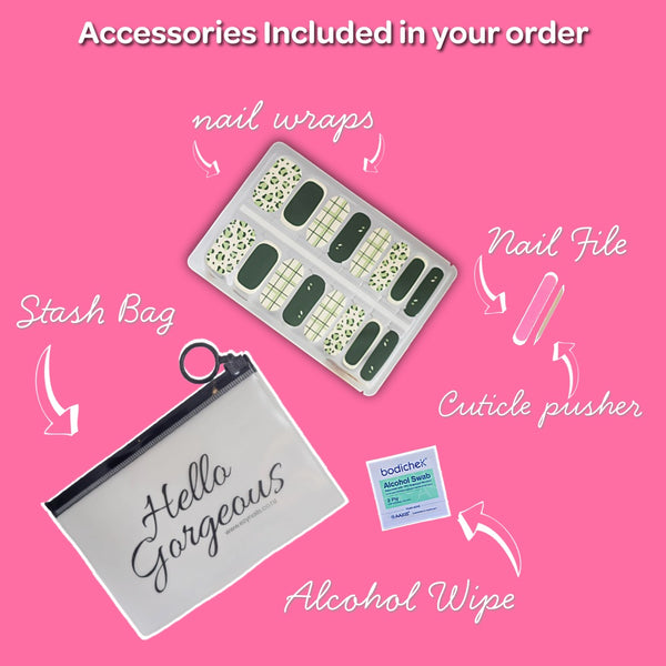 Lucky Leopard Green Nail Polish Nail Wraps