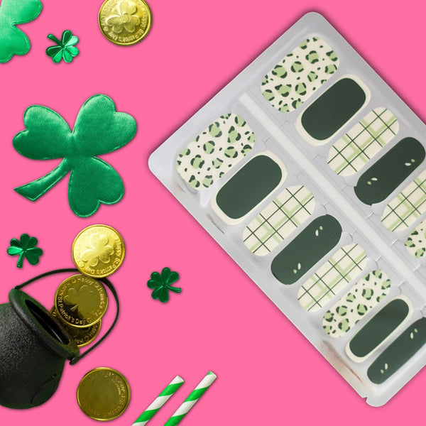 Lucky Leopard Green Nail Polish Nail Wraps
