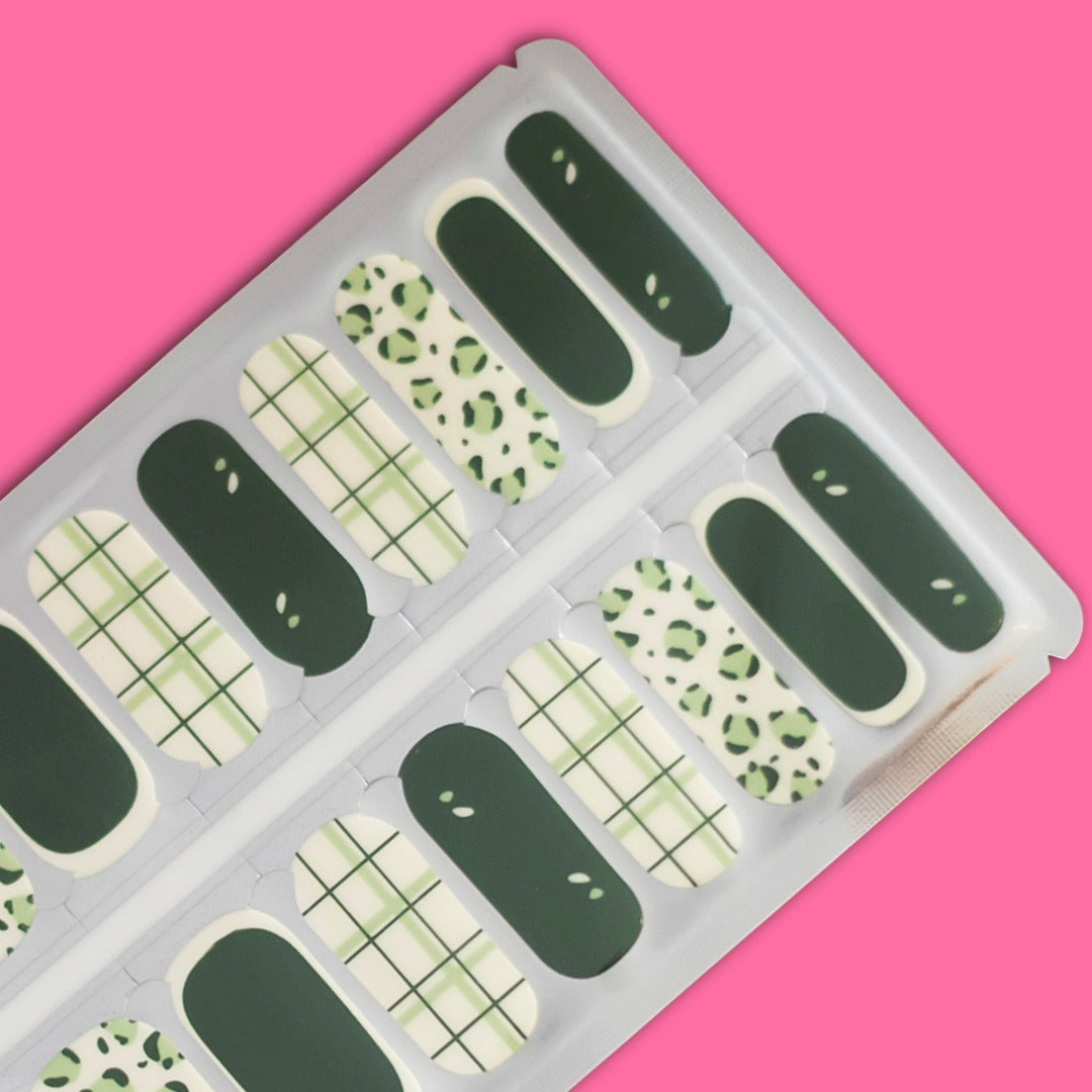 Lucky Leopard Green Nail Polish Nail Wraps