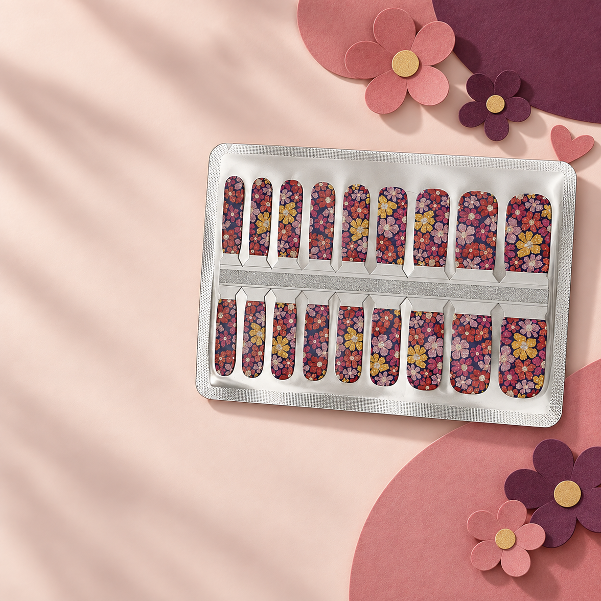 Kids Berry Floral Nail Wraps