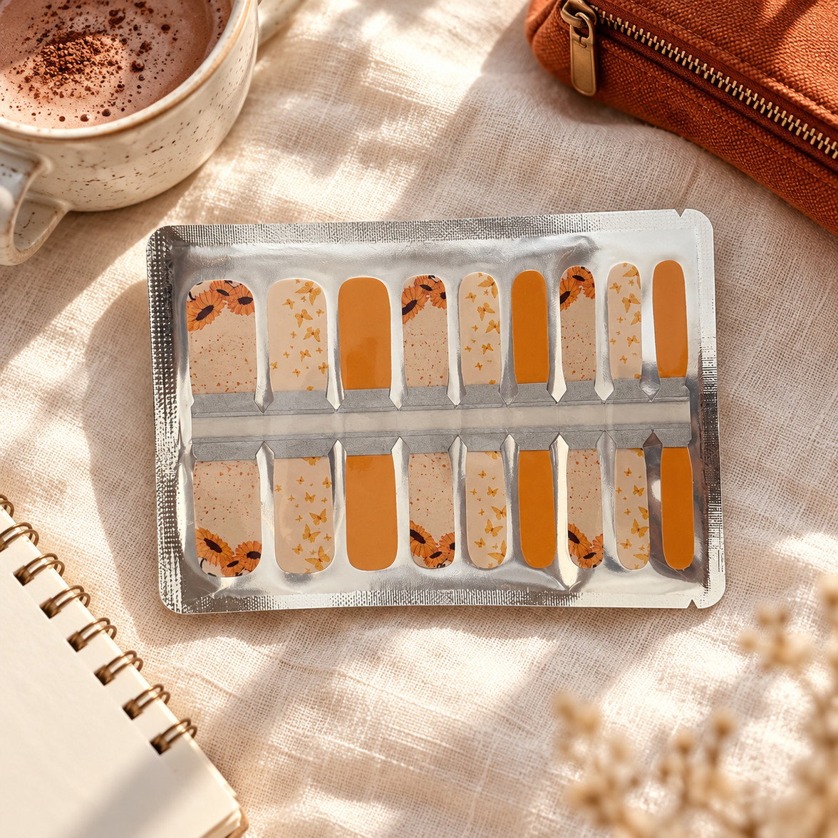 Orange Sunflower Butterfly Nail Wraps