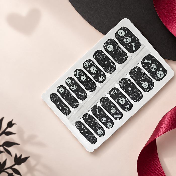 Black Skulls & Ghosts Halloween Nail Wraps