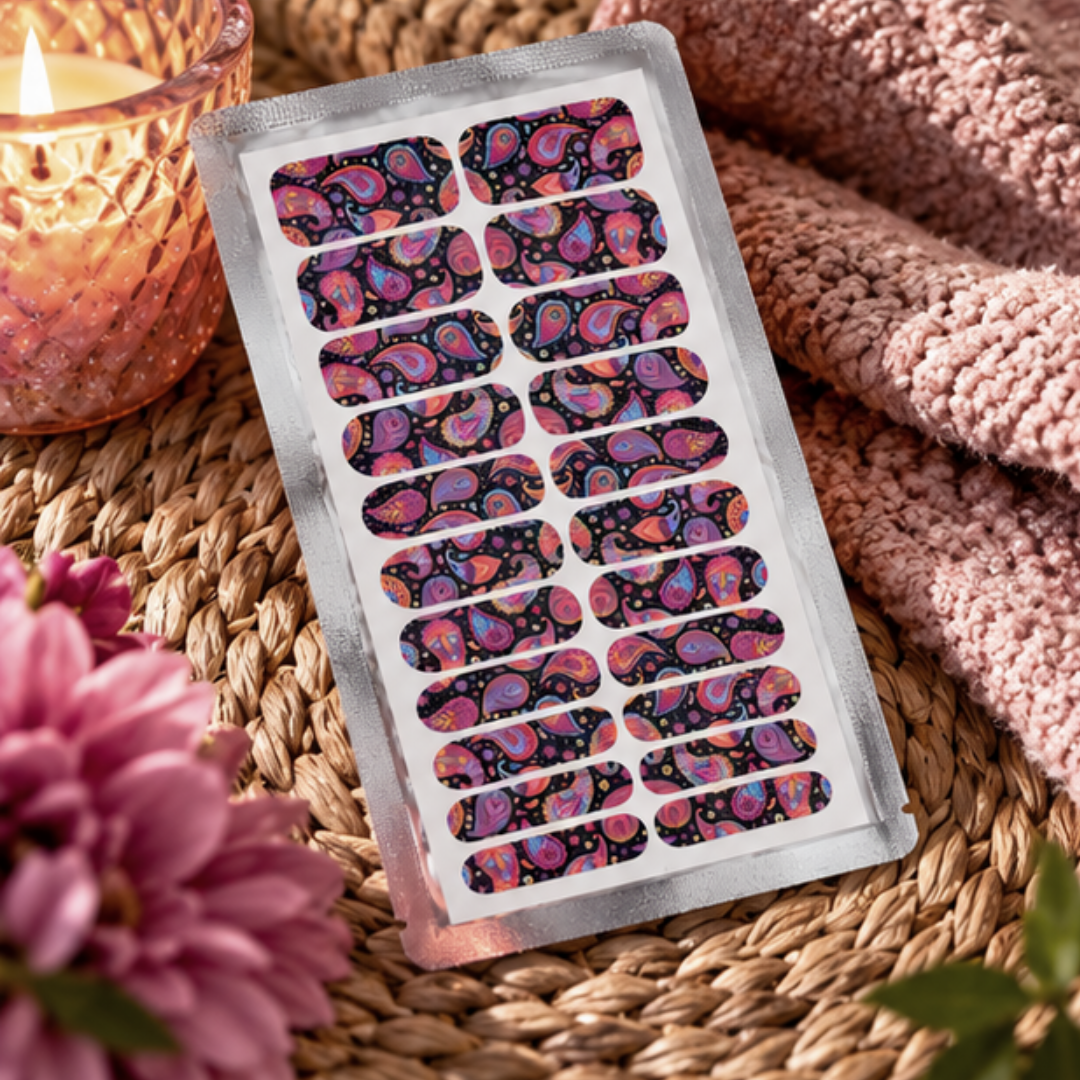 Black Boho Paisley Nail Wraps