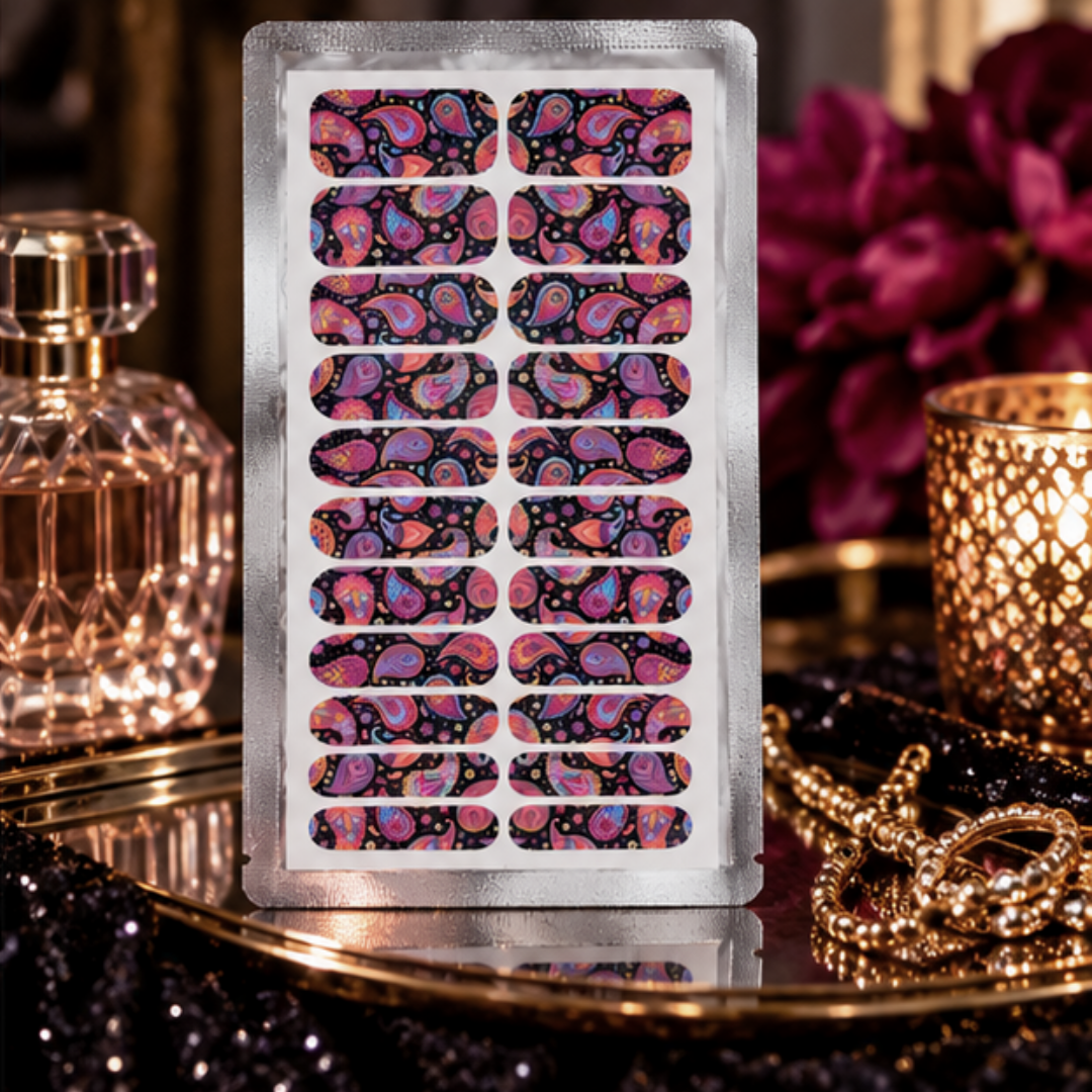 Black Boho Paisley Nail Wraps