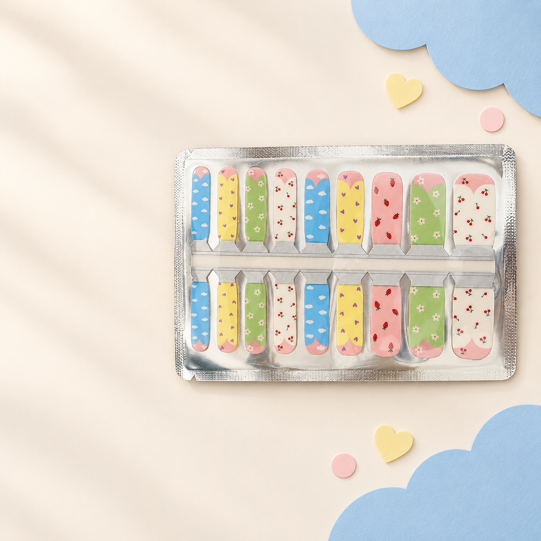Kids Pastel Fruit Floral Nail Wraps