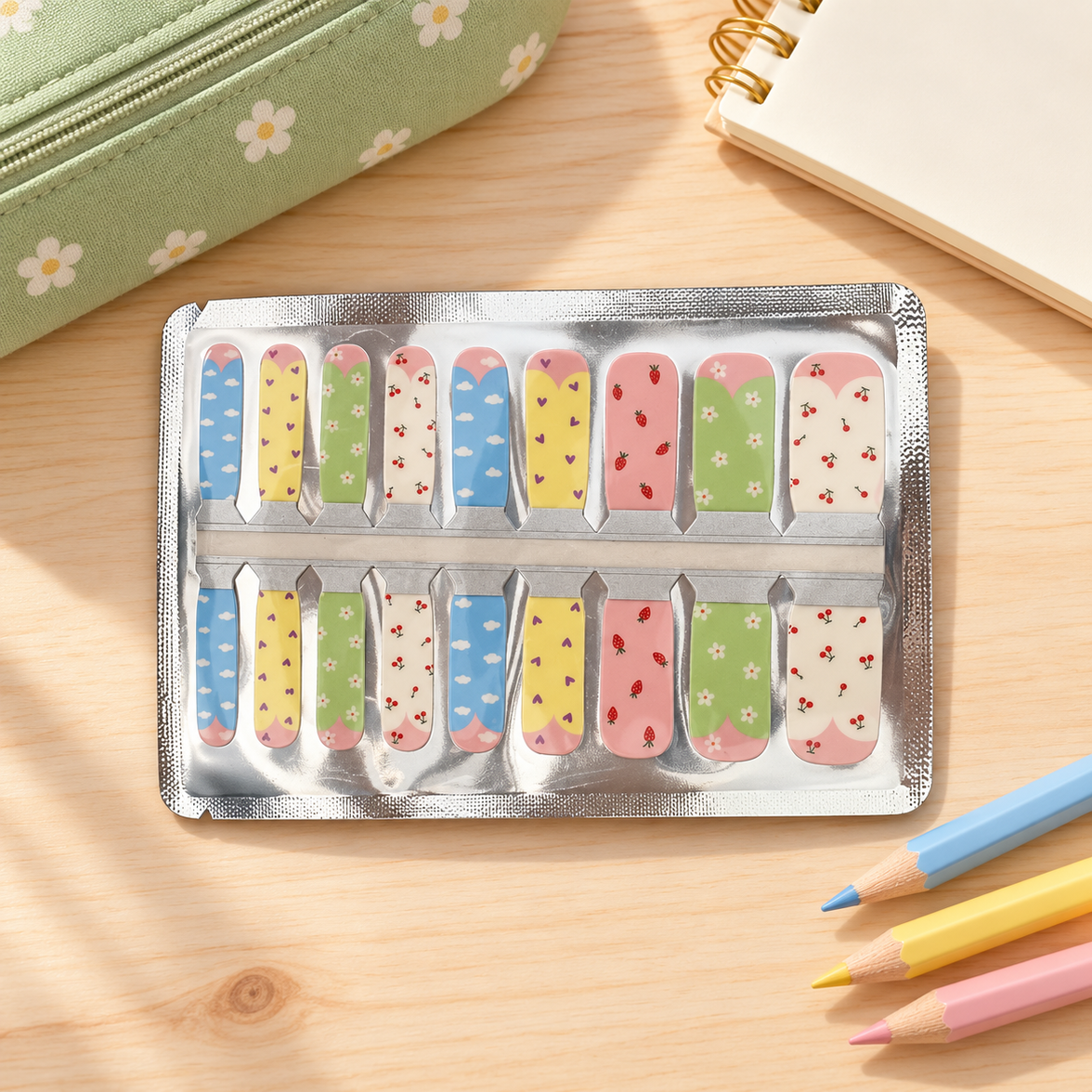Kids Pastel Fruit Floral Nail Wraps