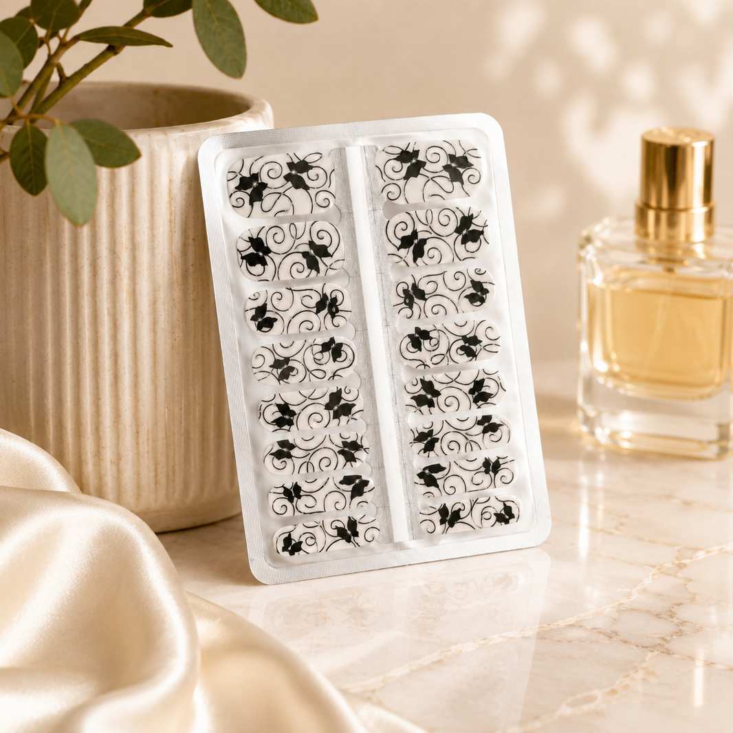 Papillon Diamond Black Nail Wraps