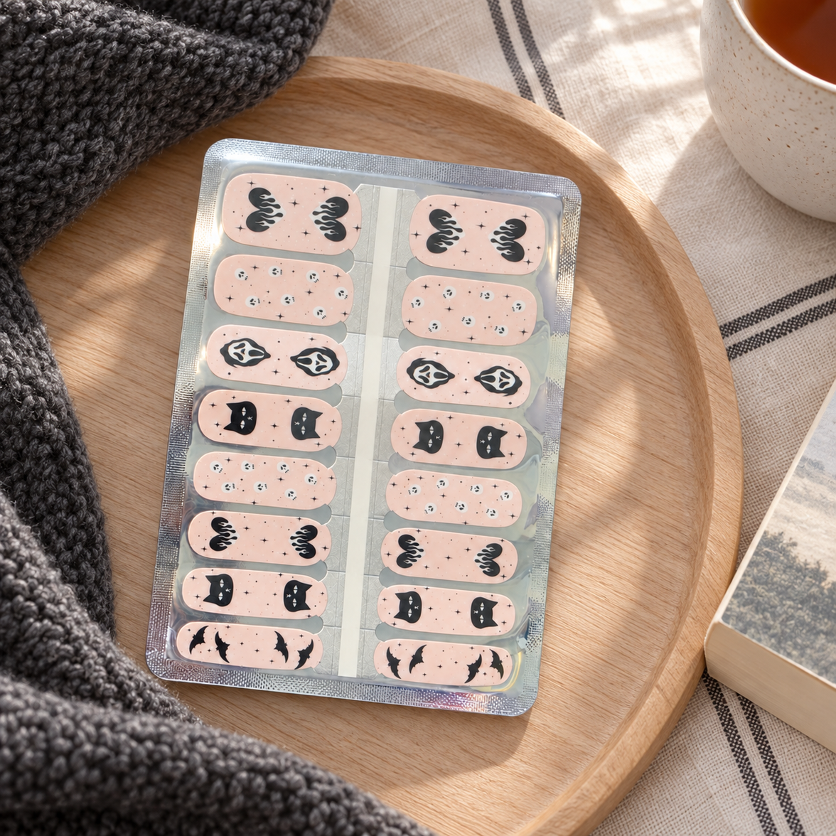 Pink Spooky Cute Halloween nail polish wrap sheet from EzyNails