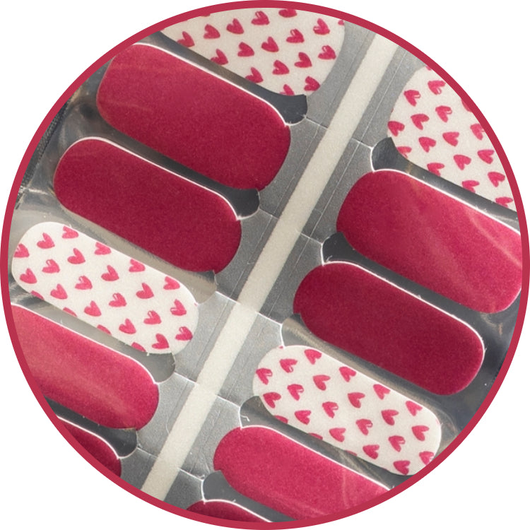 Raspberry Red Hearts Nail Wraps