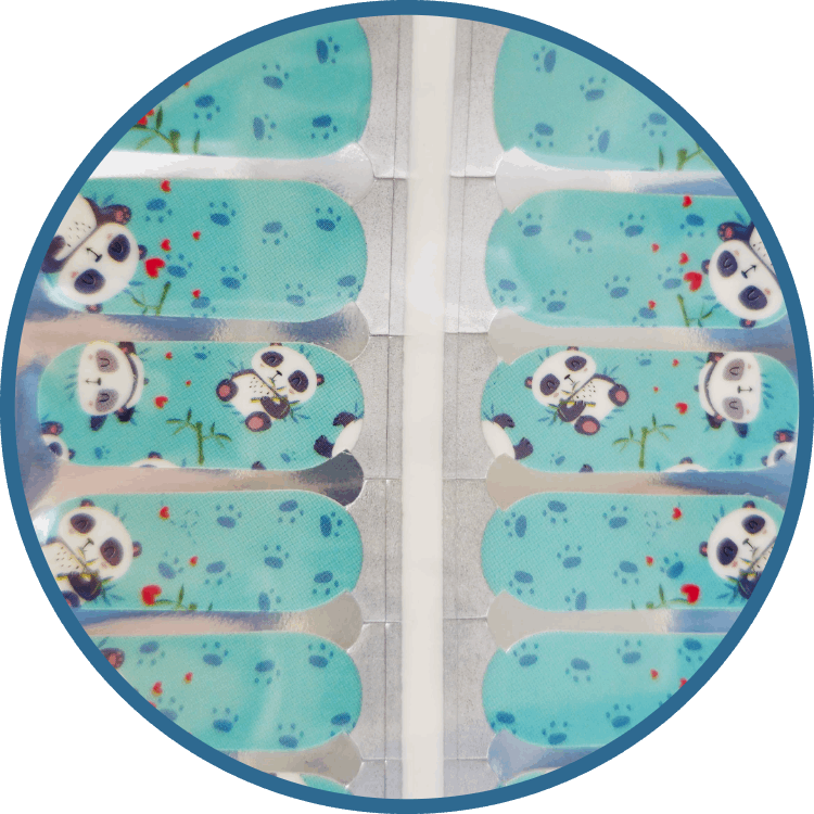 Children's Fun and Cute Blue Panda Nailwraps