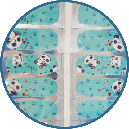 Children's Fun and Cute Blue Panda Nailwraps