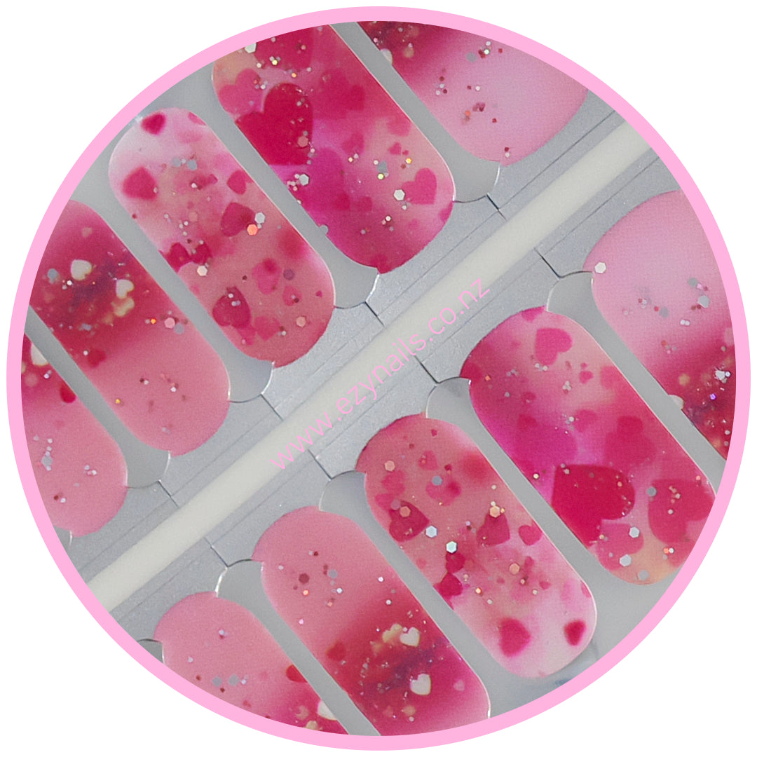 Pink Heart Confetti Nailwraps – A Party at Your Fingertips!