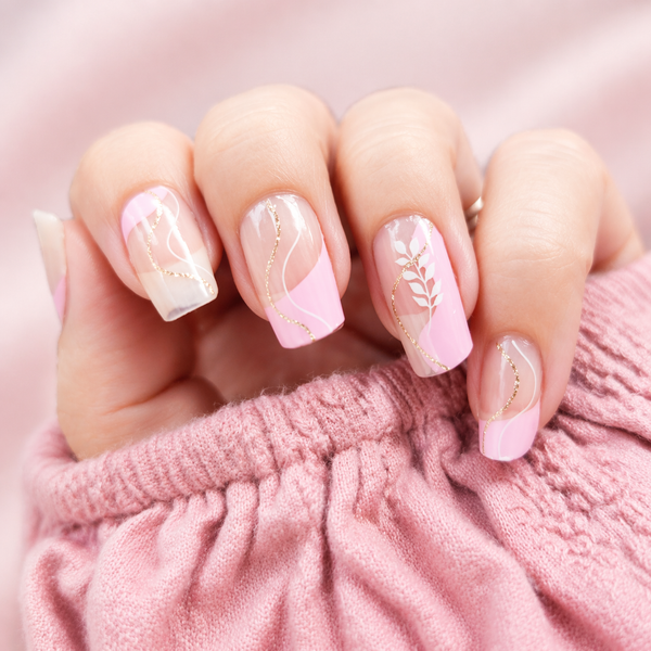 Pretty Pink and Gold Minimalist Nailwraps
